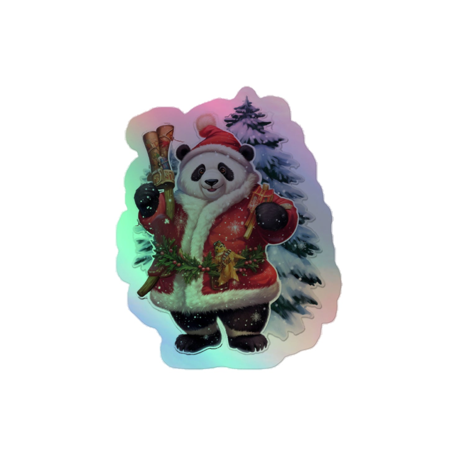 Christmas Bear With Christmas Tree Sticker