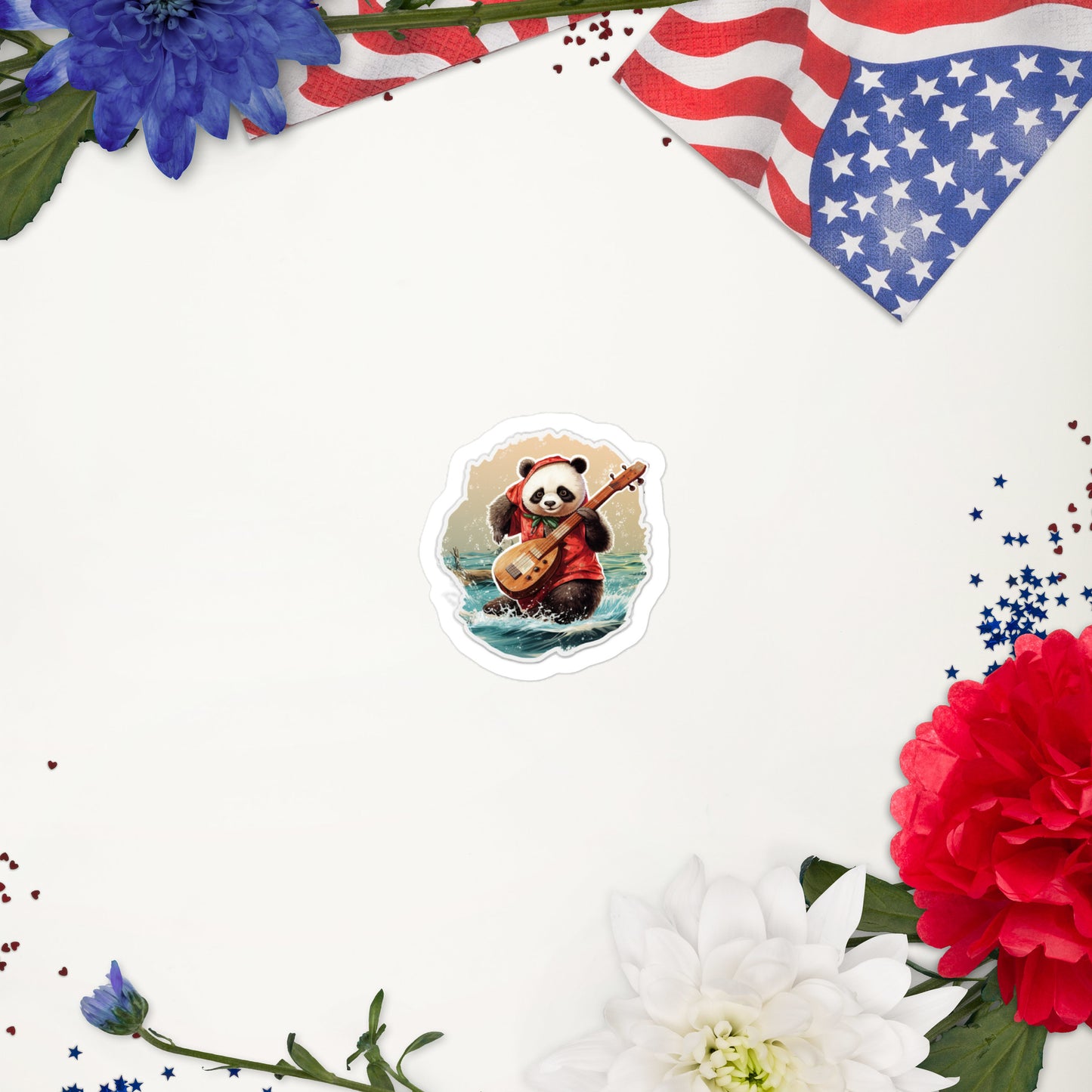 Blush Christmas Bear With Guitar stickers