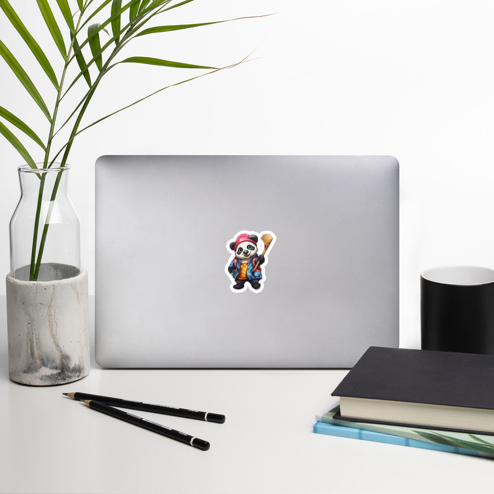 Fall Bear Hanging Hockey Stick Stickers