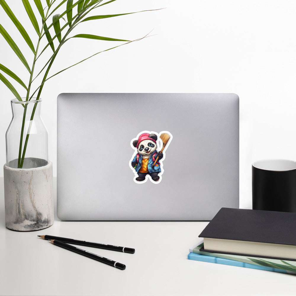 Fall Bear Hanging Hockey Stick Stickers