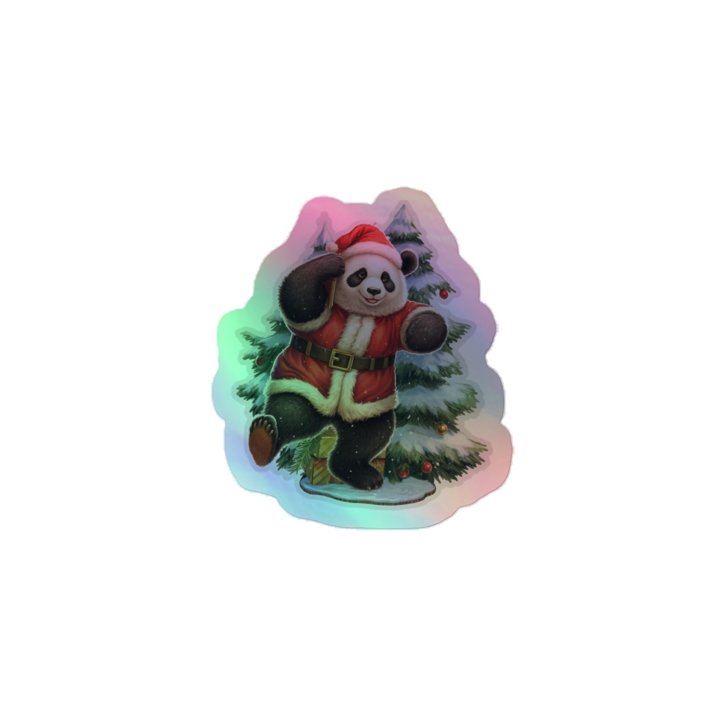 Christmas Bear With Christmas Tree Sticker 2