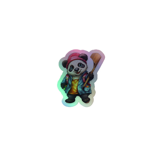 Fall Bear Hanging Hockey Stick Holographic Stickers