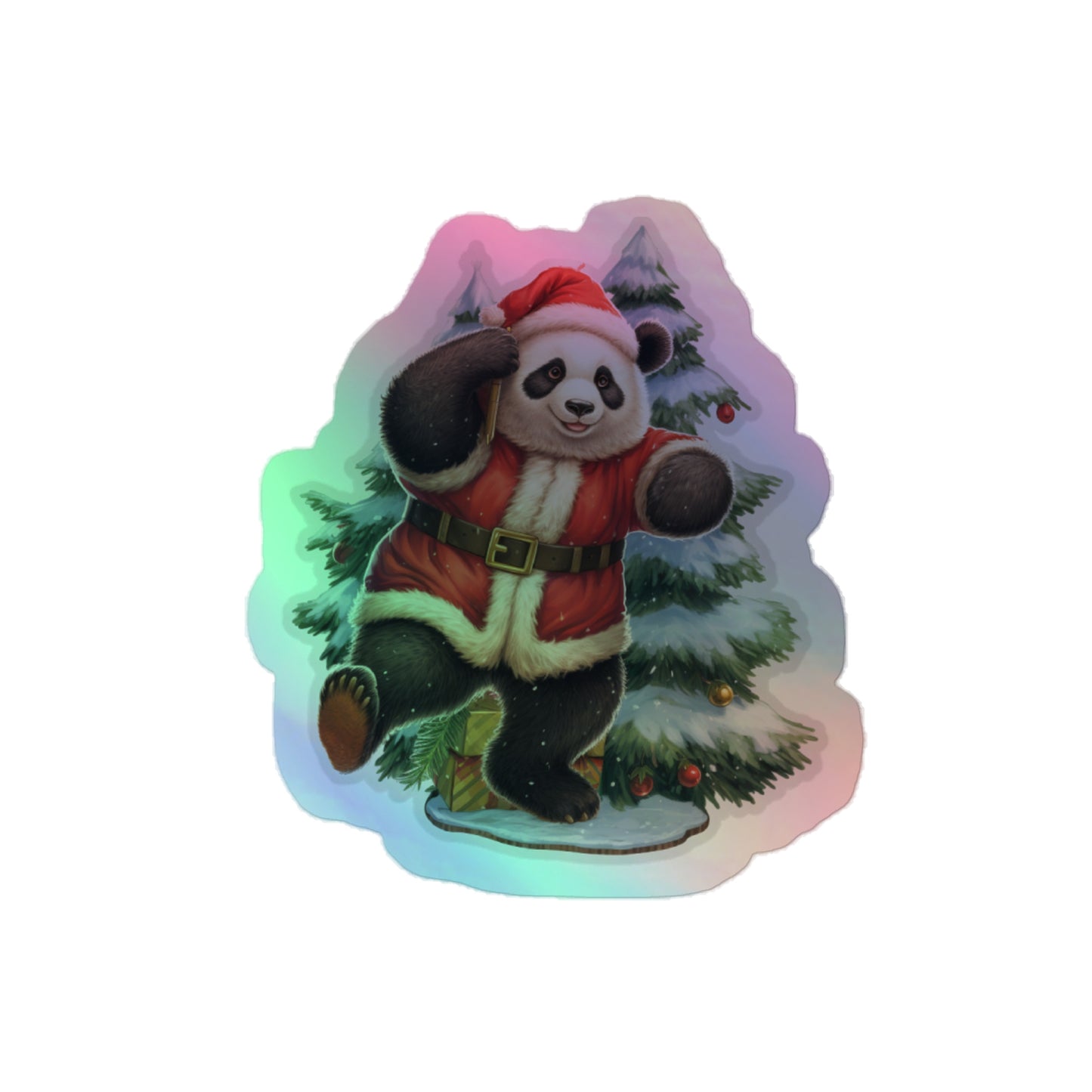 Christmas Bear With Christmas Tree Sticker 2