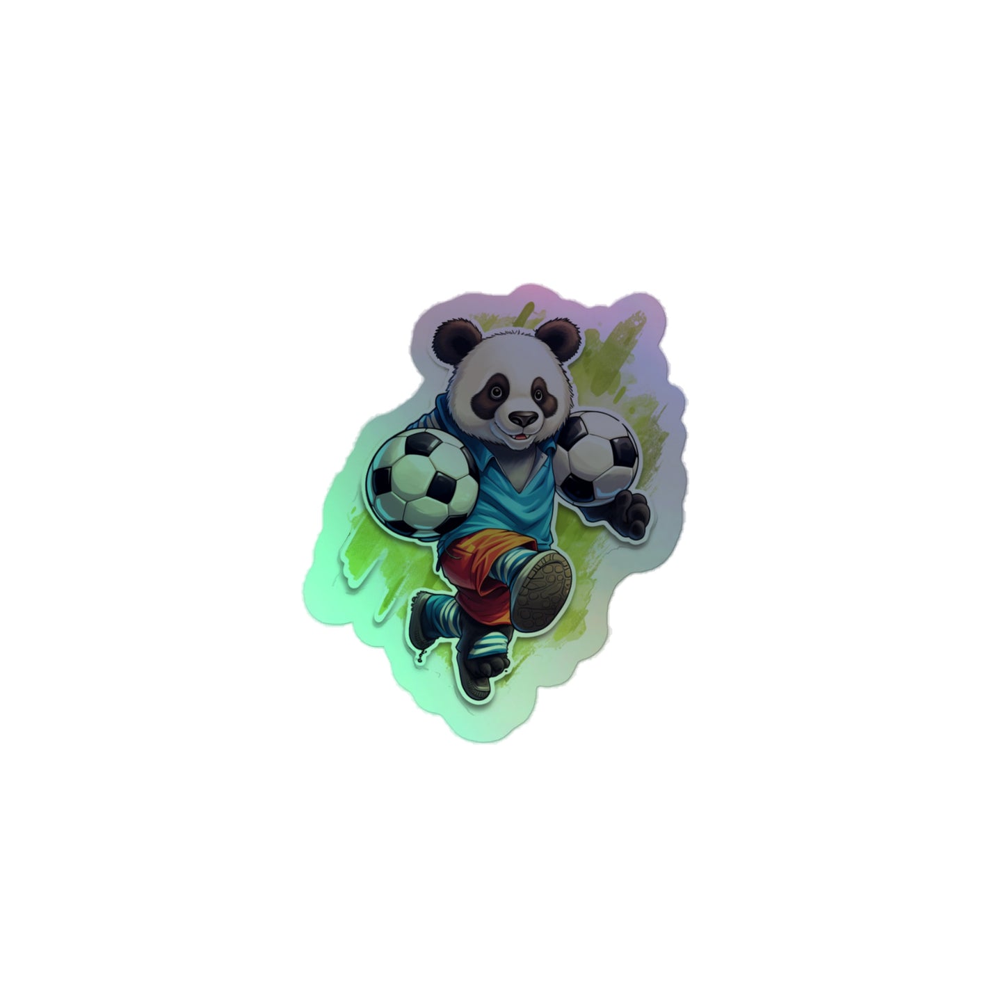 Fall Bear with Football Holographic stickers