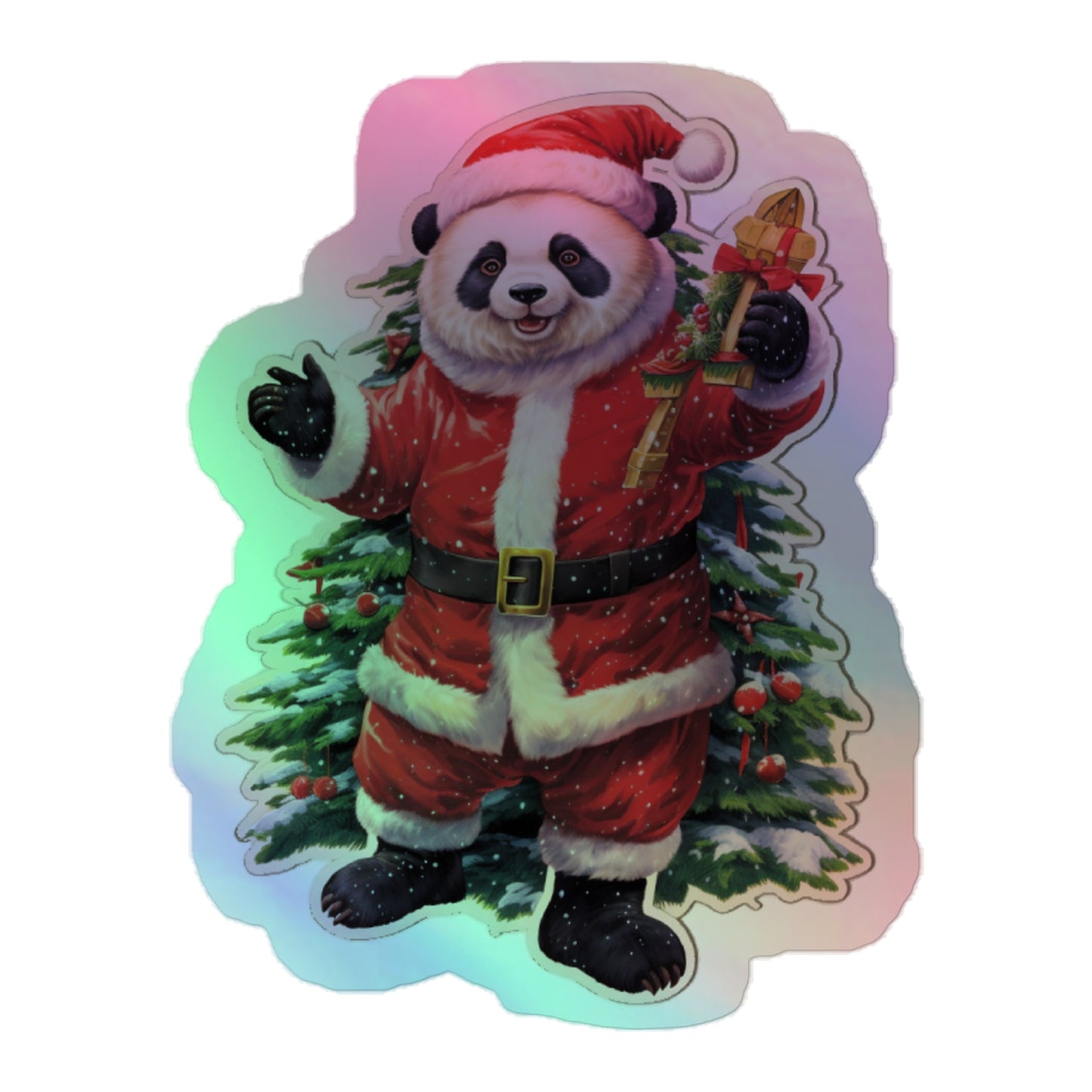 Christmas Bear With Christmas Tree Sticker