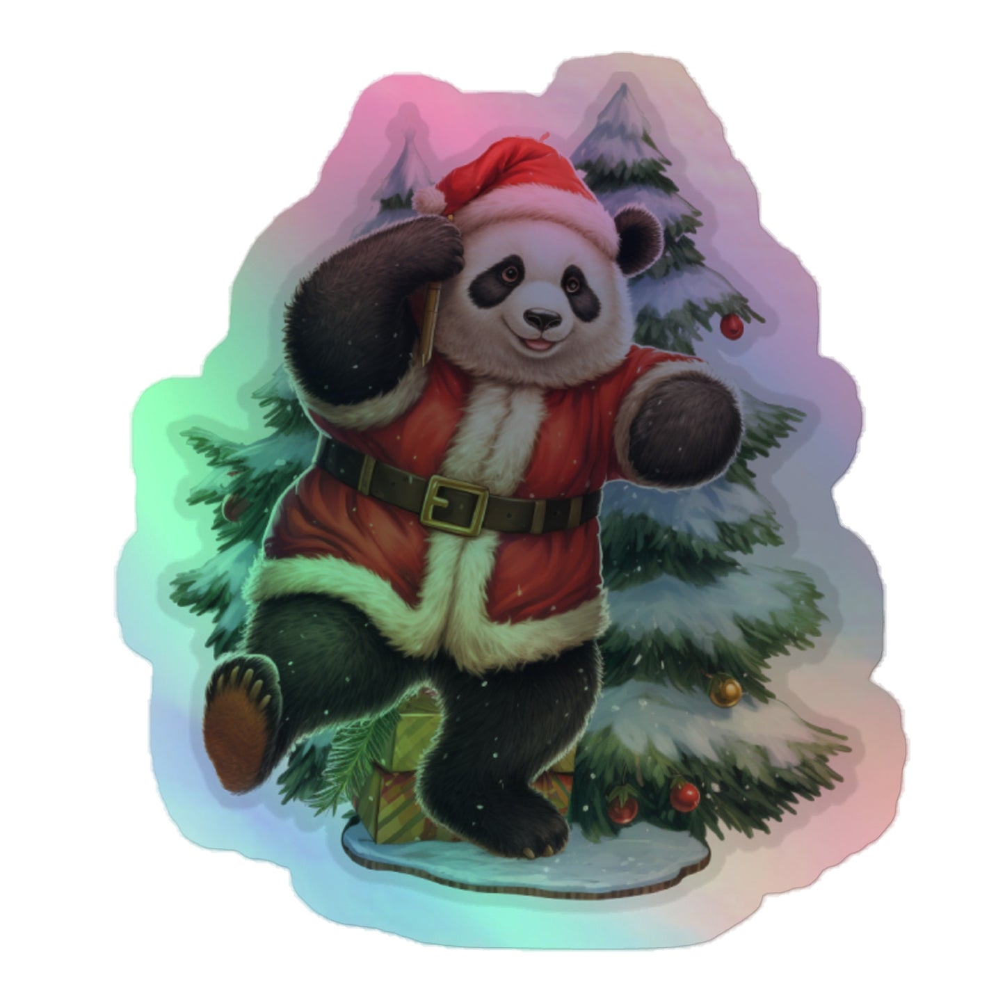 Christmas Bear With Christmas Tree Sticker 2