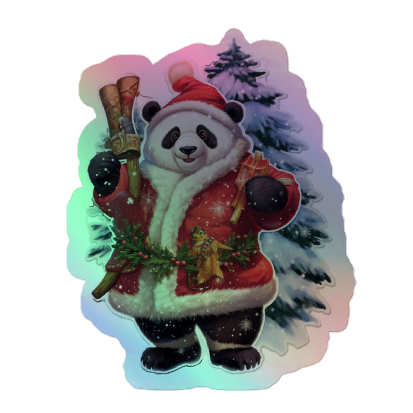 Christmas Bear With Christmas Tree Sticker