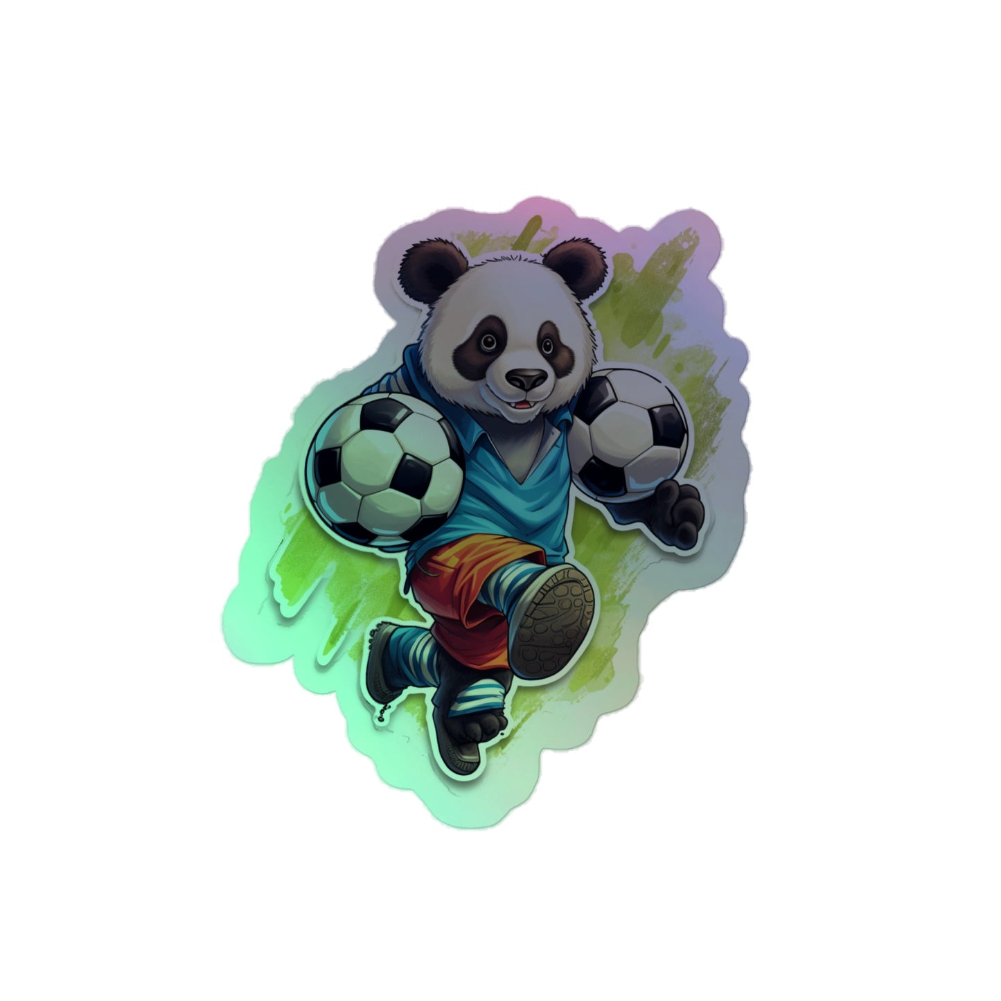 Fall Bear with Football Holographic stickers