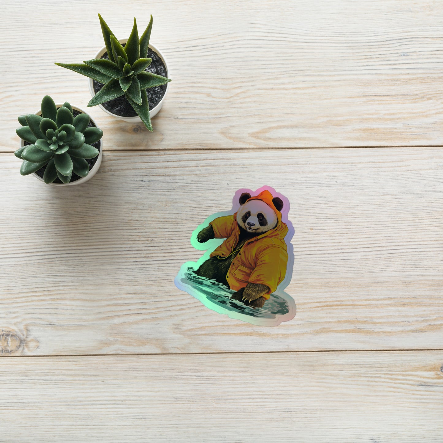 Fall Bear in Water Holographic Stickers