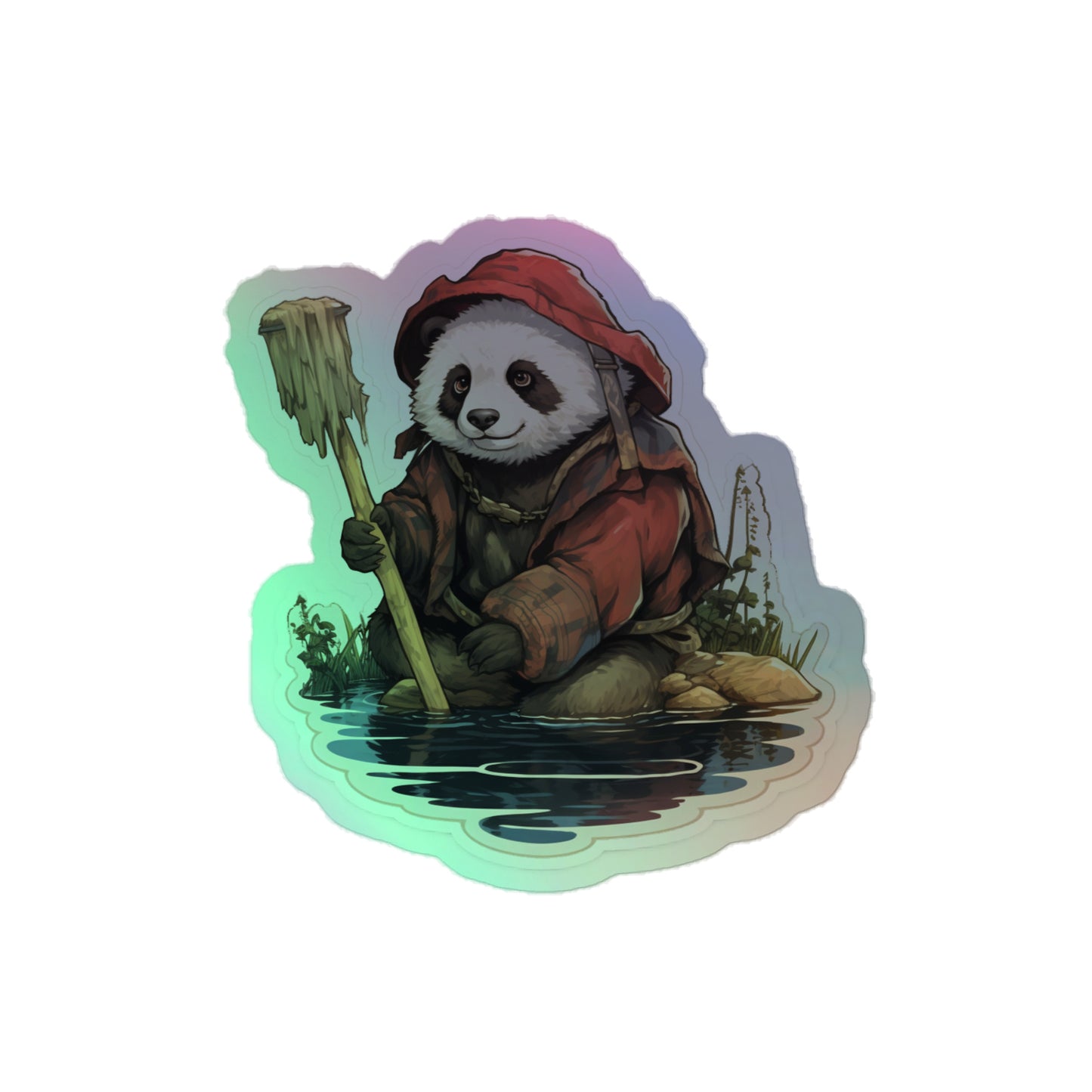 Fall Bear Hanging Broom in Water Holographic Stickers