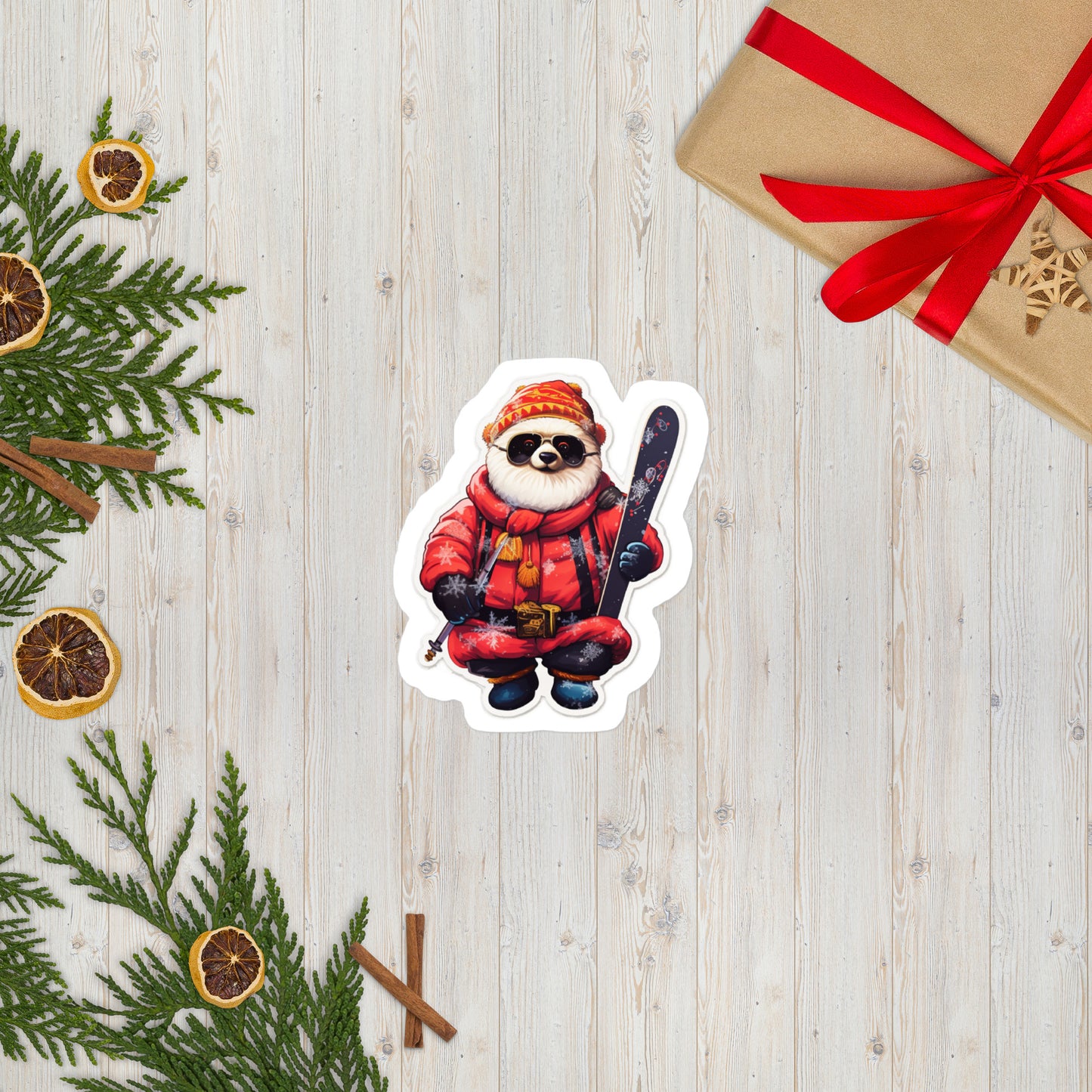 Stylish Christmas Bear with Skating Stickers