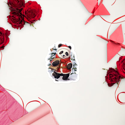 Cute Christmas Bear With Christmas Tree Sticker