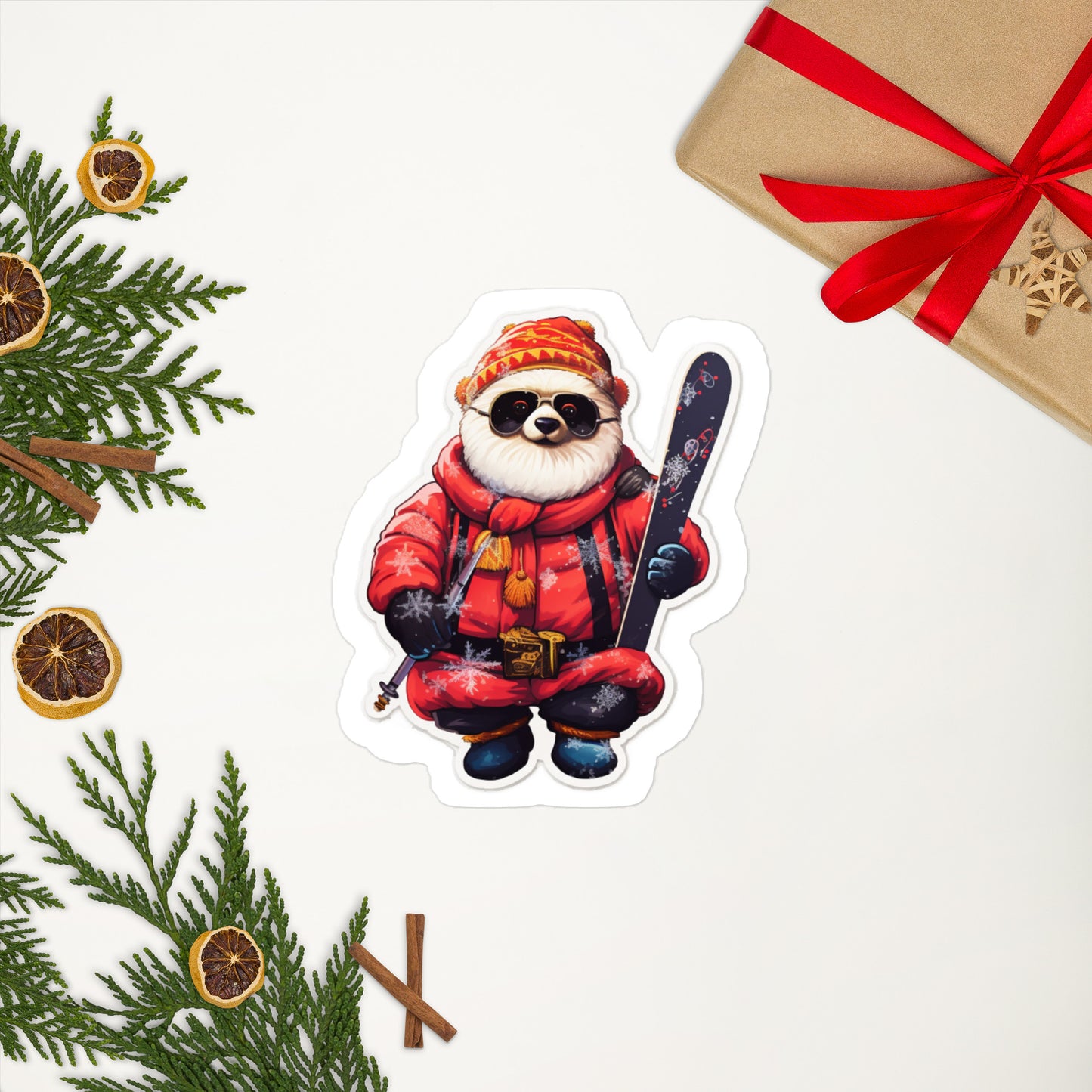 Stylish Christmas Bear with Skating Stickers