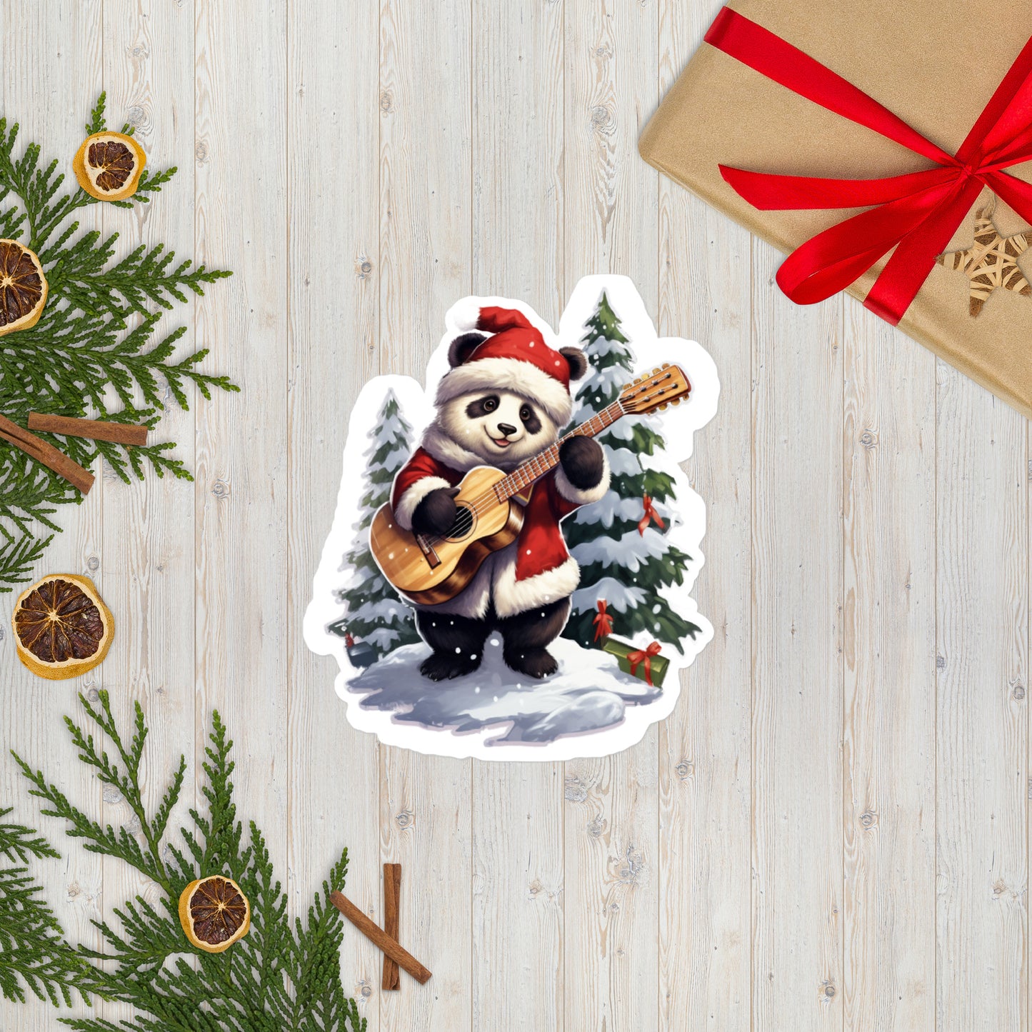 Christmas Bear With Guitar stickers