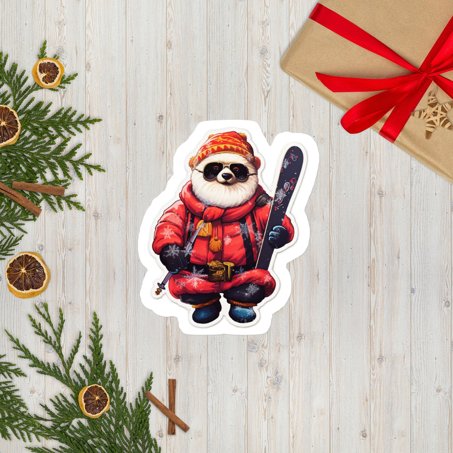 Stylish Christmas Bear with Skating Stickers