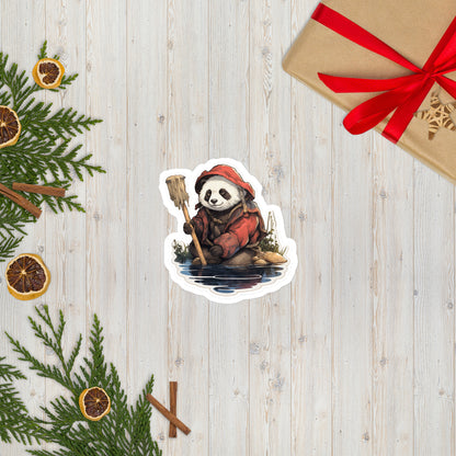 Fall Bear Hanging Broom in Water Stickers