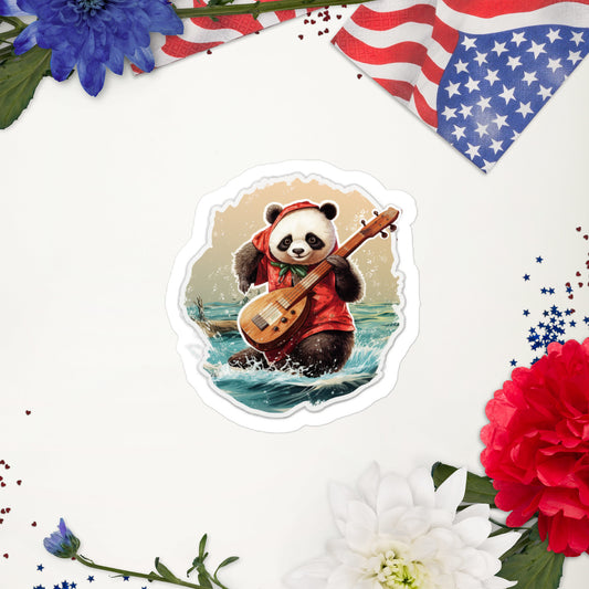 Blush Christmas Bear With Guitar stickers