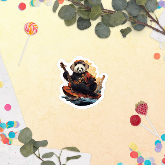 Fall Bear Sitting with Guitar in Forest Stickers